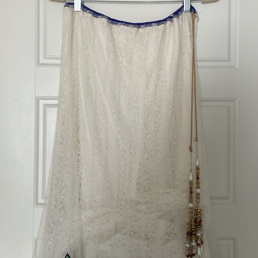 Lehenga (Skirt) Maxi white Lace & Netting Embroidered & Appliquéd Adjustable - Picture 4 of 8